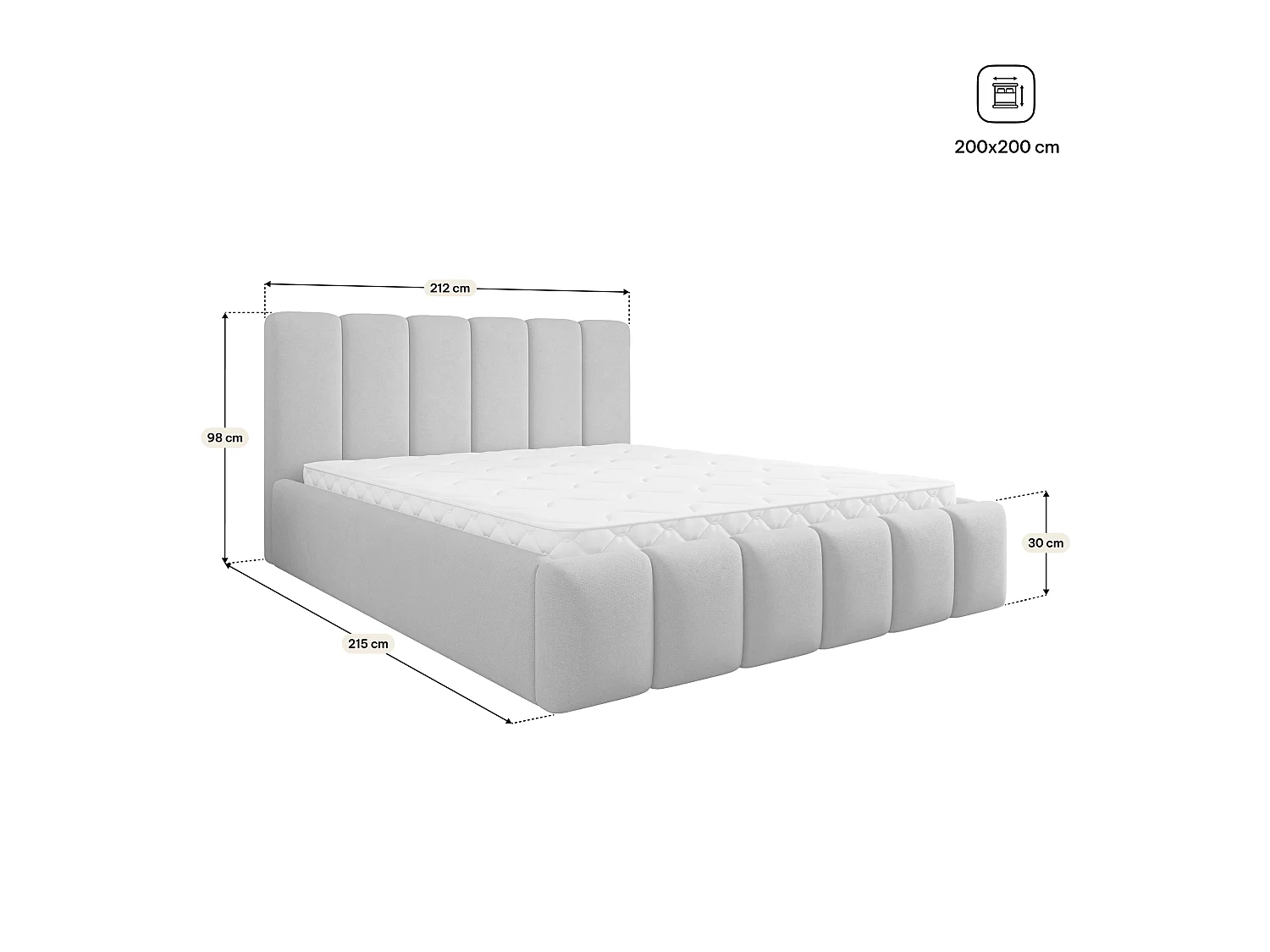 Gestoffeerd bed ATTORA 200x200 cm - Geweven stof - Groen