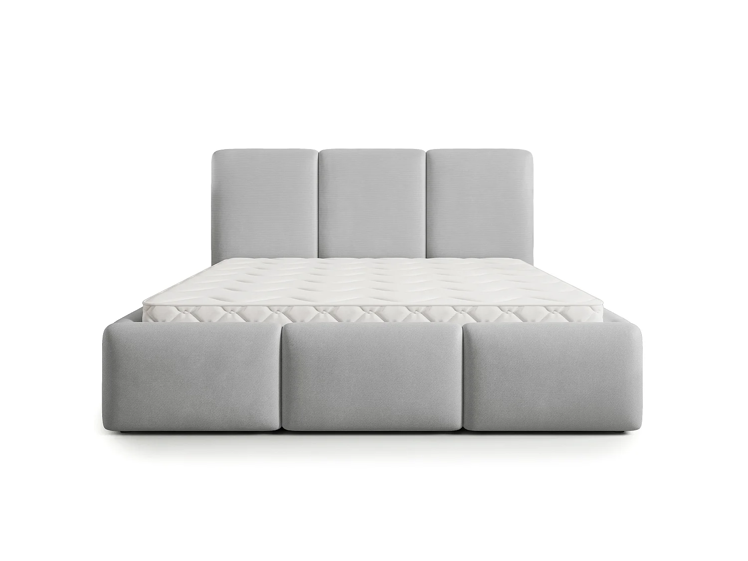 Gestoffeerd bed ARSIL 140x200 cm - Pluche stof - Lichtgrijs