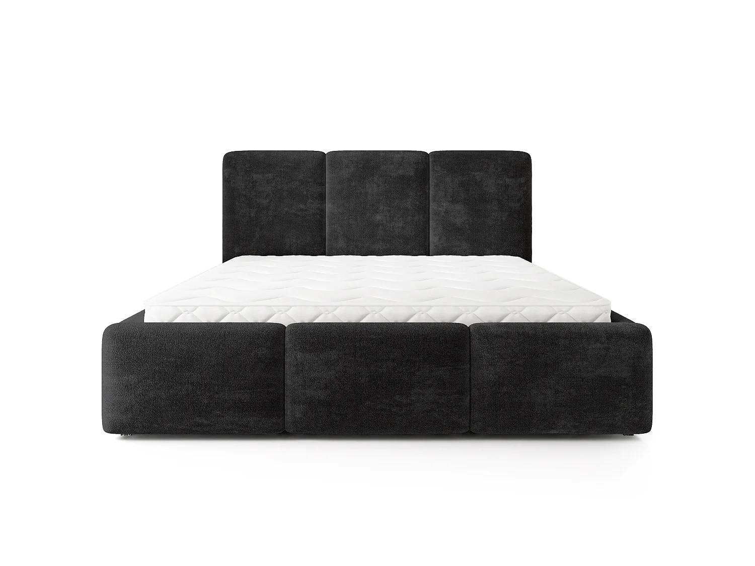 Gestoffeerd bed MORENA 180x200 cm - Chenillestof - Zwart