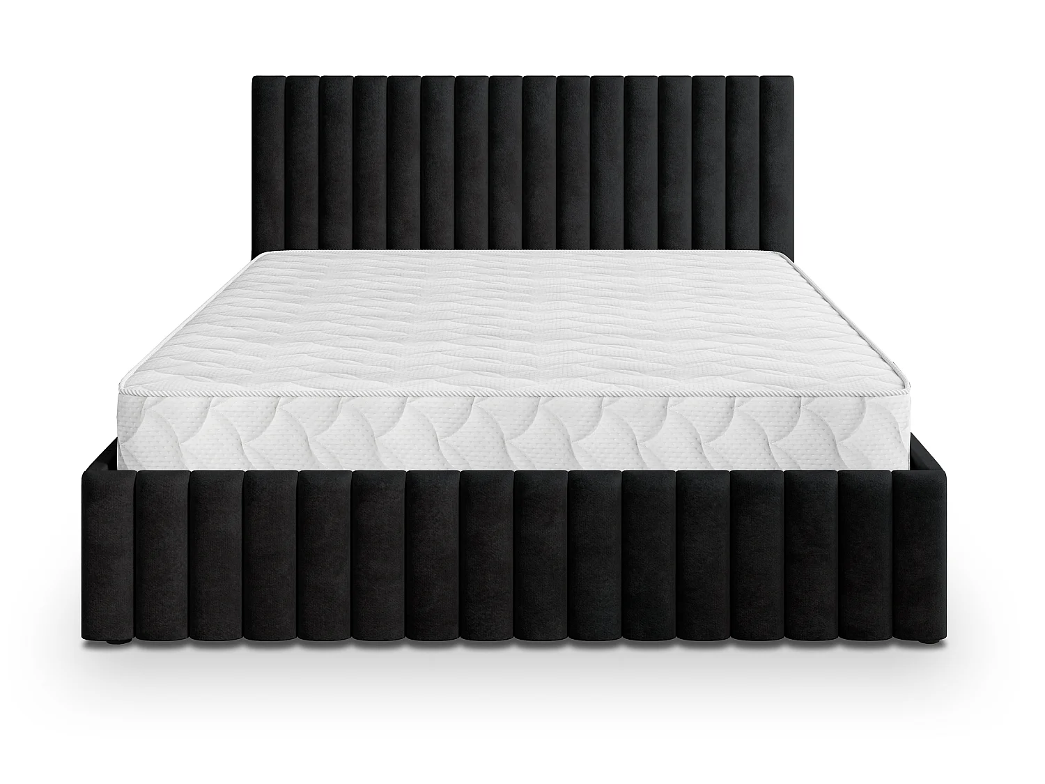 Gestoffeerd bed CARMIA 180x200 cm - Pluche stof - Zwart