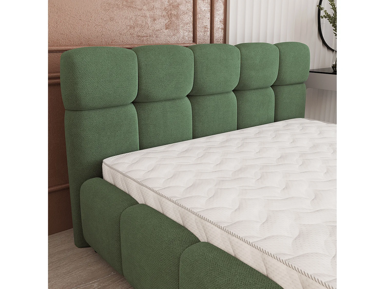 Gestoffeerd bed FARU 200x200 cm - Geweven stof - Groen