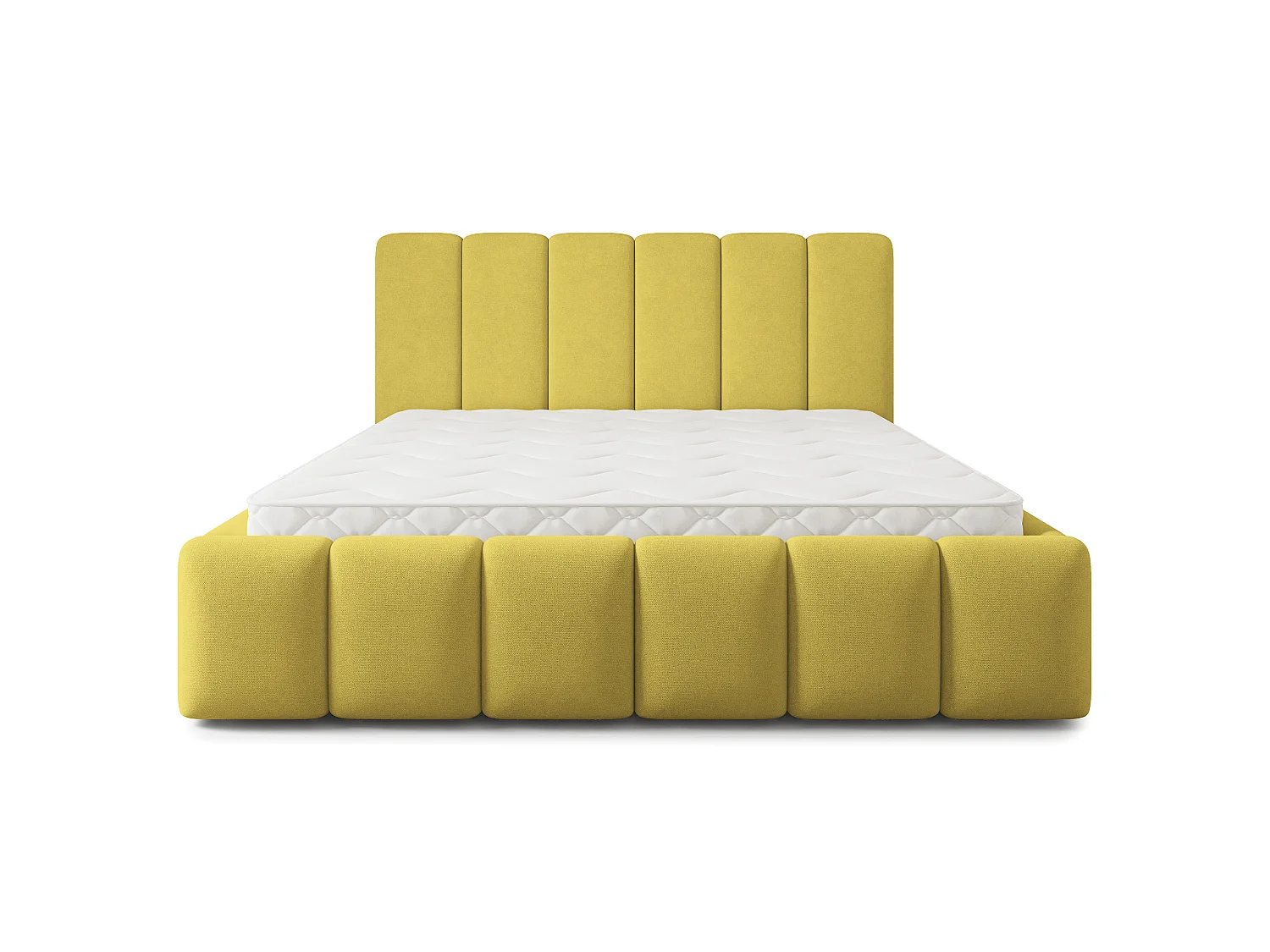 Lit Coffre ATTORA 160x200 cm - Tissu tissé - Jaune