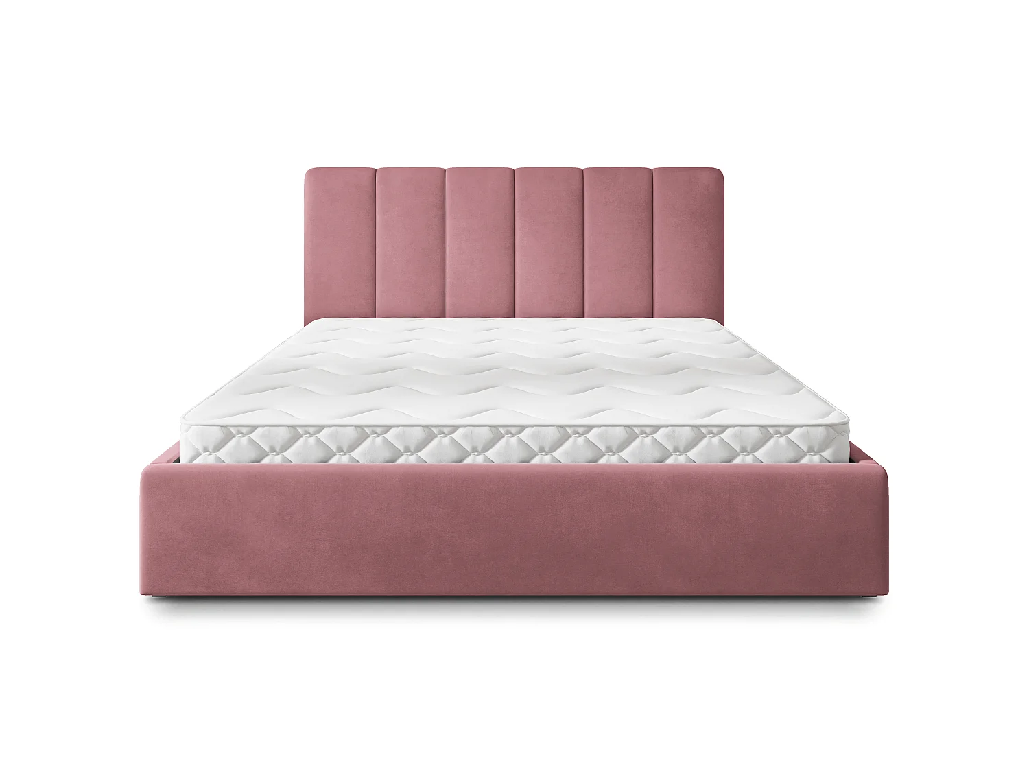 Lit Coffre NEMIS 160x200 cm - Tissu velours - Rose