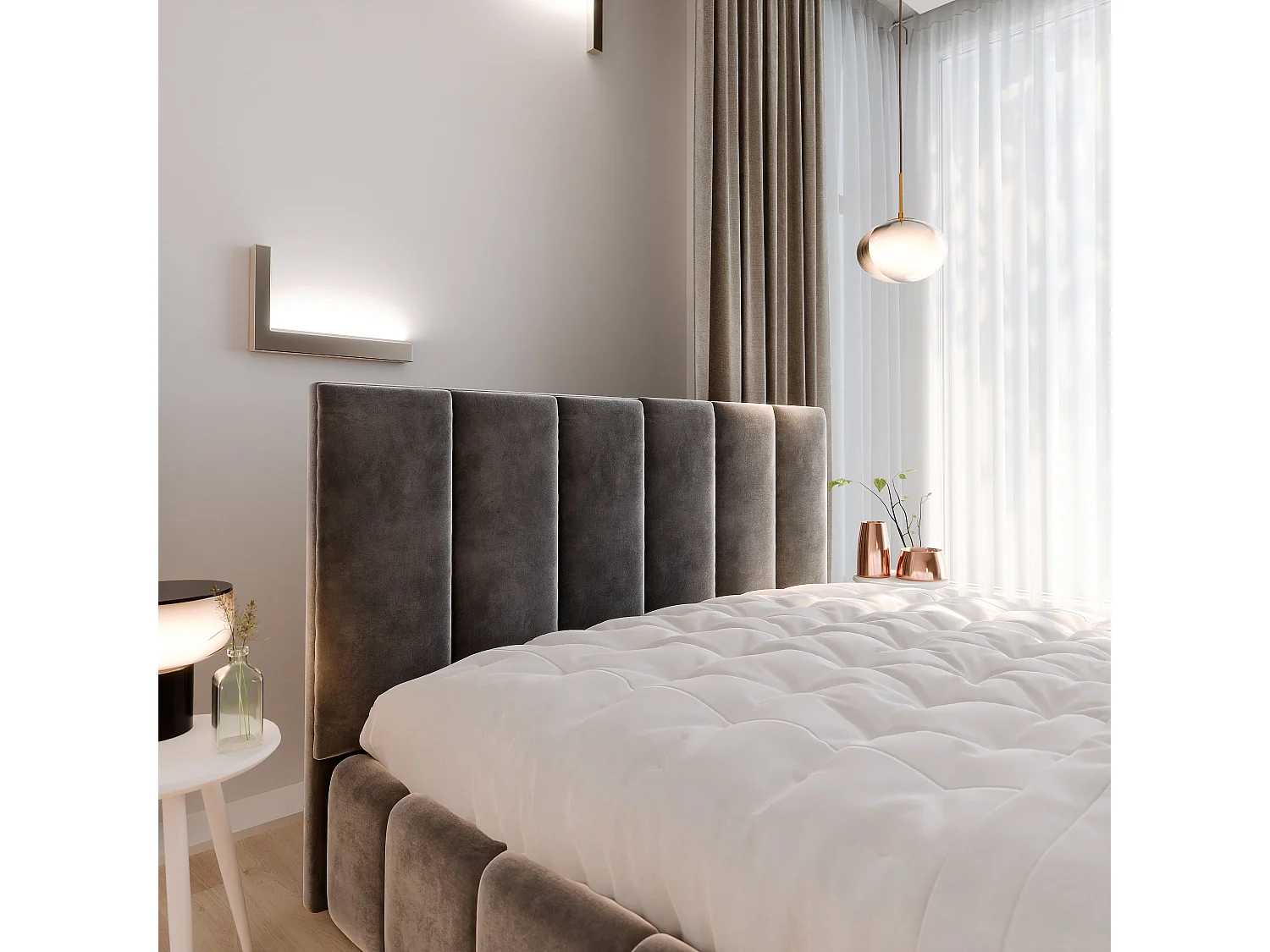 Gestoffeerd bed TARANTO 200x200 cm - Fluwelen stof - Zwart