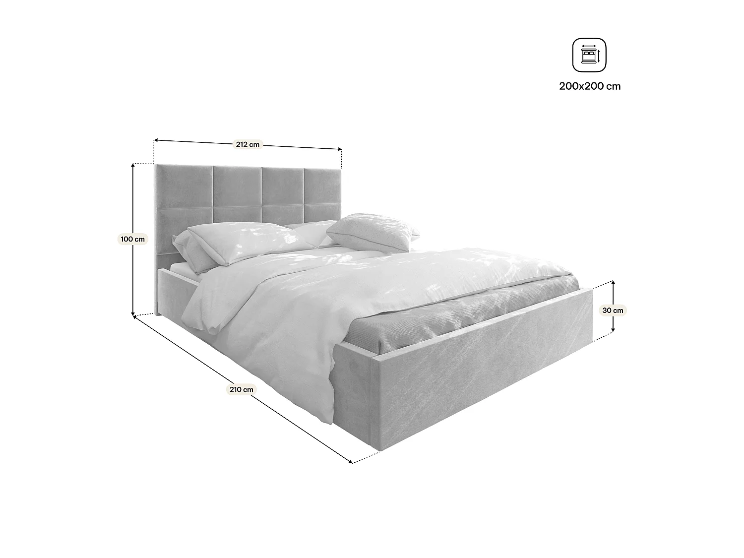 Gestoffeerd bed LIMENA 200x200 cm - Pluche stof - Flessengroen