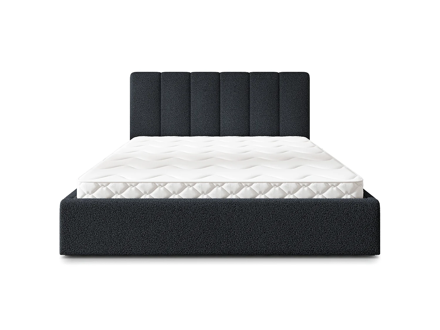 Gestoffeerd bed NEMIS 180x200 cm - Bouclé stof - Zwart