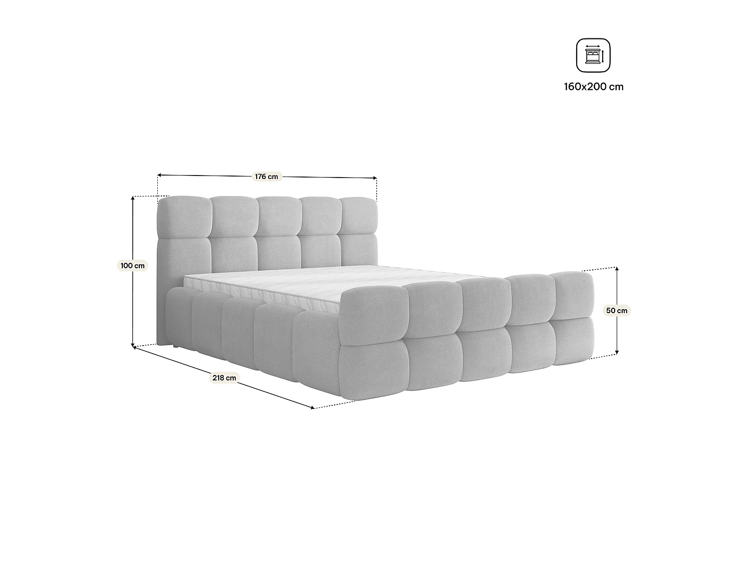 Gestoffeerd bed ELIZJA 160x200 cm - Geweven stof - Groen