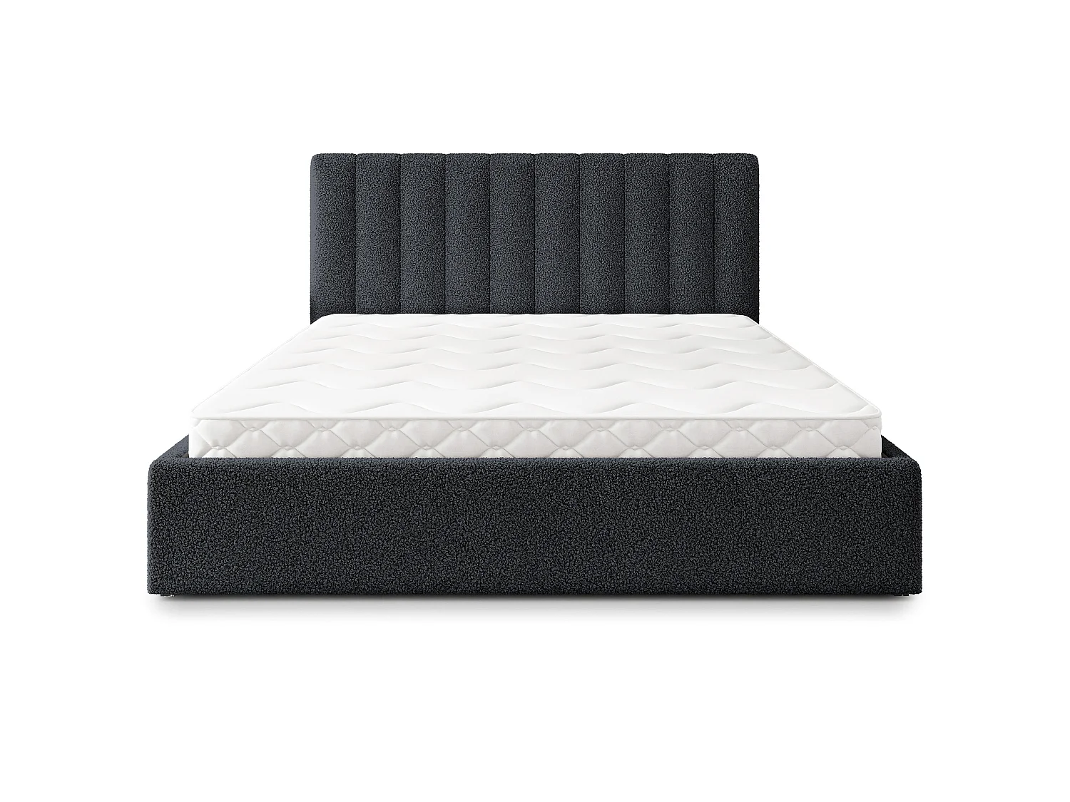 Gestoffeerd bed DEMERA 180x200 cm - Bouclé stof - Zwart