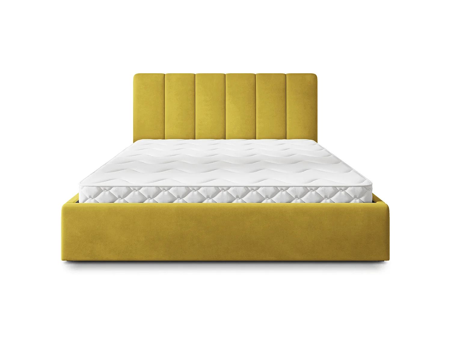 Lit Coffre NEMIS 200x200 cm - Tissu velours - Jaune