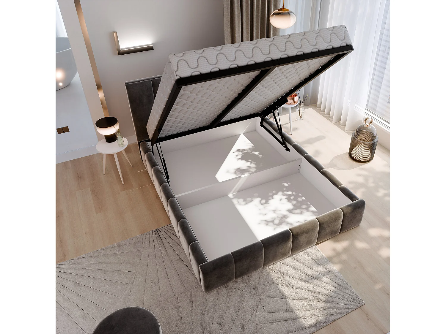 Gestoffeerd bed TARANTO 120x200 cm - Fluwelen stof - Flessengroen