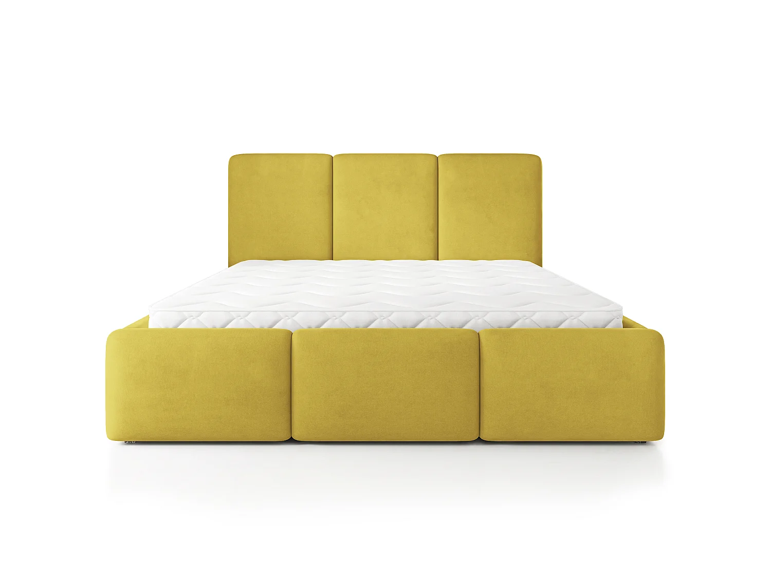 Lit Coffre MORENA 140x200 cm - Tissu velours - Jaune