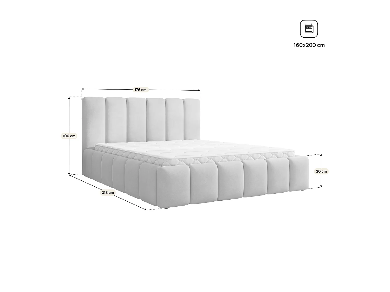 Gestoffeerd bed RANIS 160x200 cm - Fluwelen stof - Flessengroen