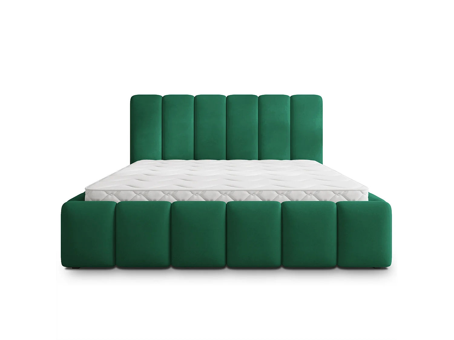 Gestoffeerd bed RANIS 160x200 cm - Fluwelen stof - Flessengroen