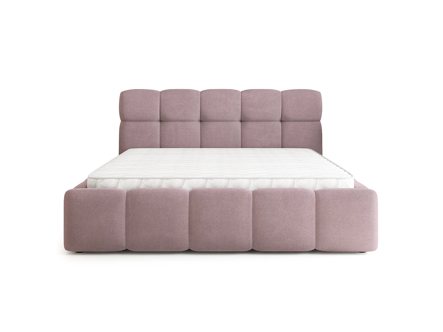 Lit Coffre FARU 180x200 cm - Tissu tissé - Rose poudré