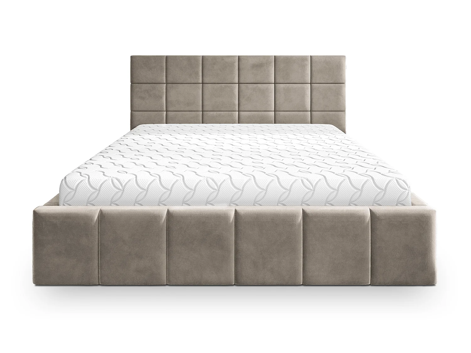 Gestoffeerd bed VERTO 180x200 cm - Pluche stof - Beige