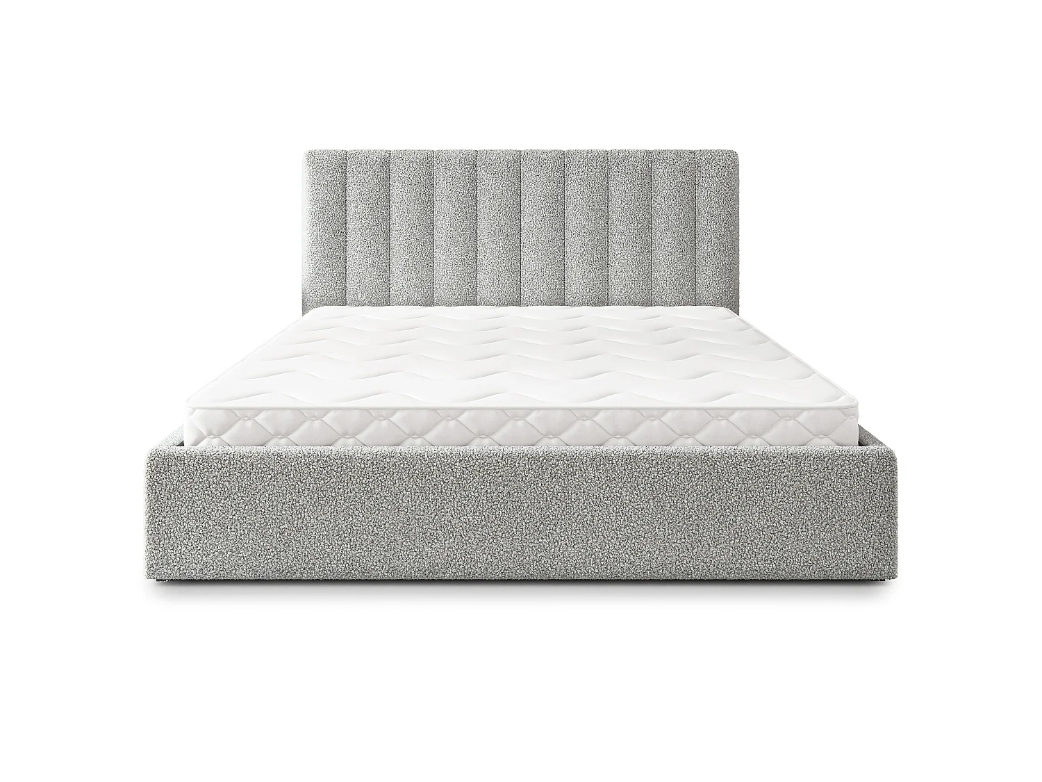 Gestoffeerd bed DEMERA 180x200 cm - Bouclé stof - Lichtgrijs