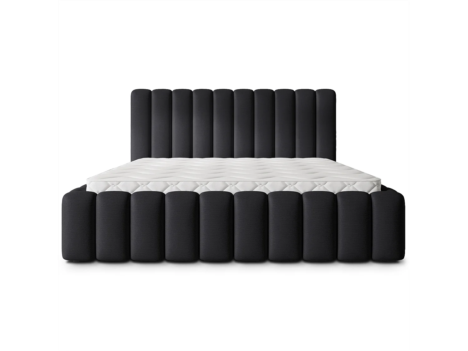 Gestoffeerd bed TEBA 180x200 cm - Pluche stof - Zwart