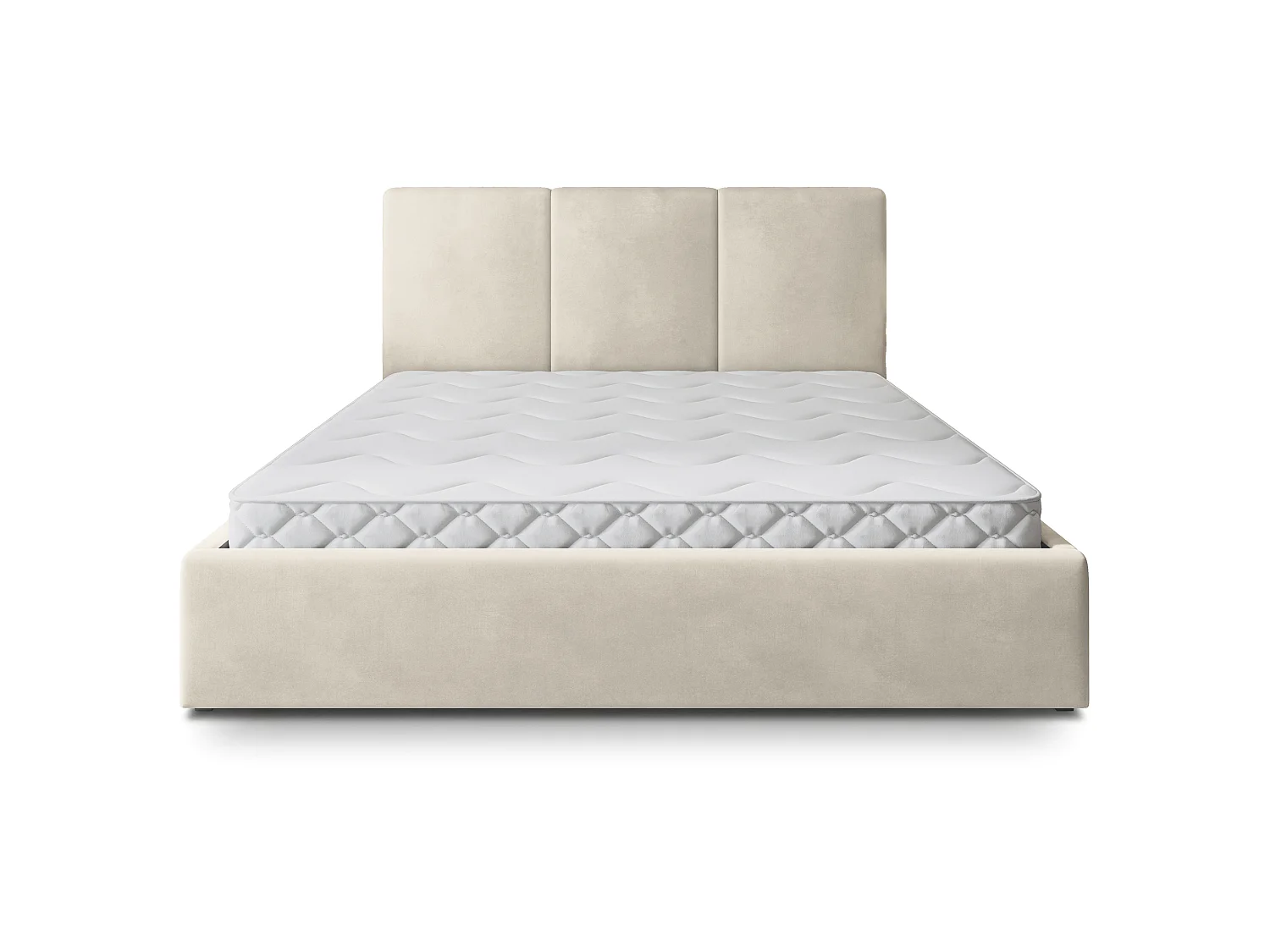 Gestoffeerd bed AZURI 180x200 cm - Fluwelen stof - Beige