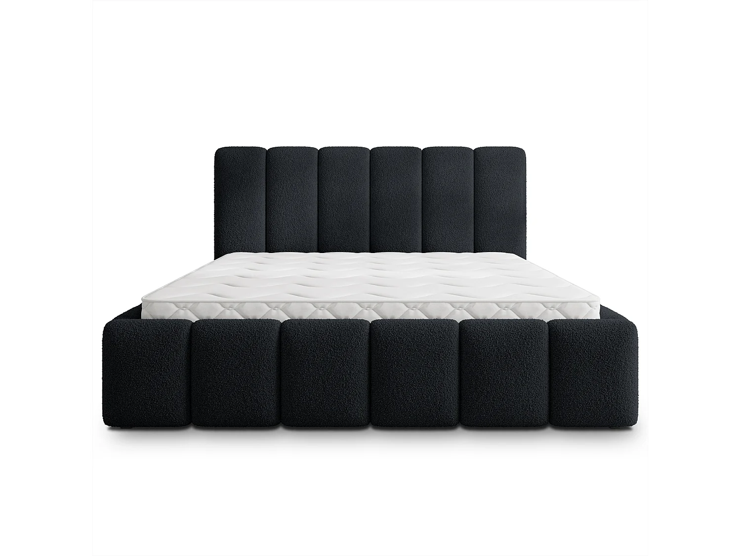 Gestoffeerd bed RANIS 180x200 cm - Bouclé stof - Zwart