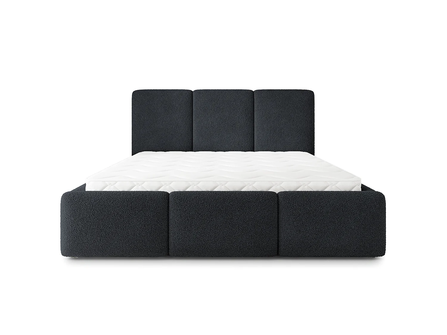 Gestoffeerd bed MORENA 180x200 cm - Bouclé stof - Zwart