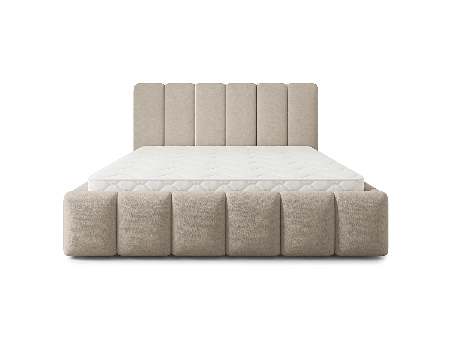 Gestoffeerd bed ATTORA 200x200 cm - Geweven stof - Beige