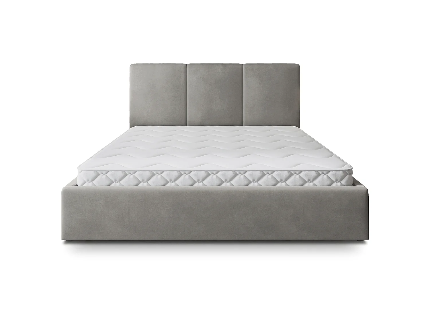 Gestoffeerd bed AZURI 200x200 cm - Fluwelen stof - Grijs