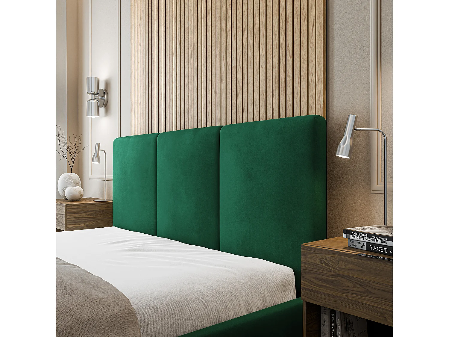 Gestoffeerd bed AZURI 200x200 cm - Fluwelen stof - Flessengroen