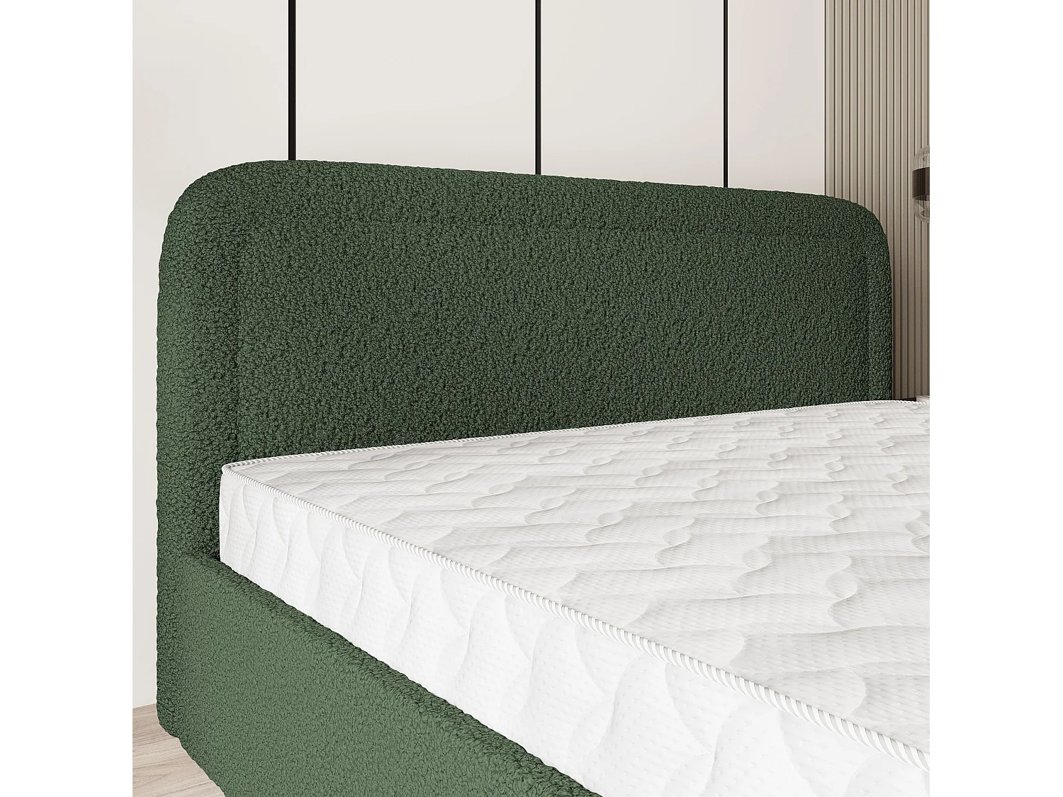 Gestoffeerd bed BENIRA 160x200 cm - Bouclé stof - Groen