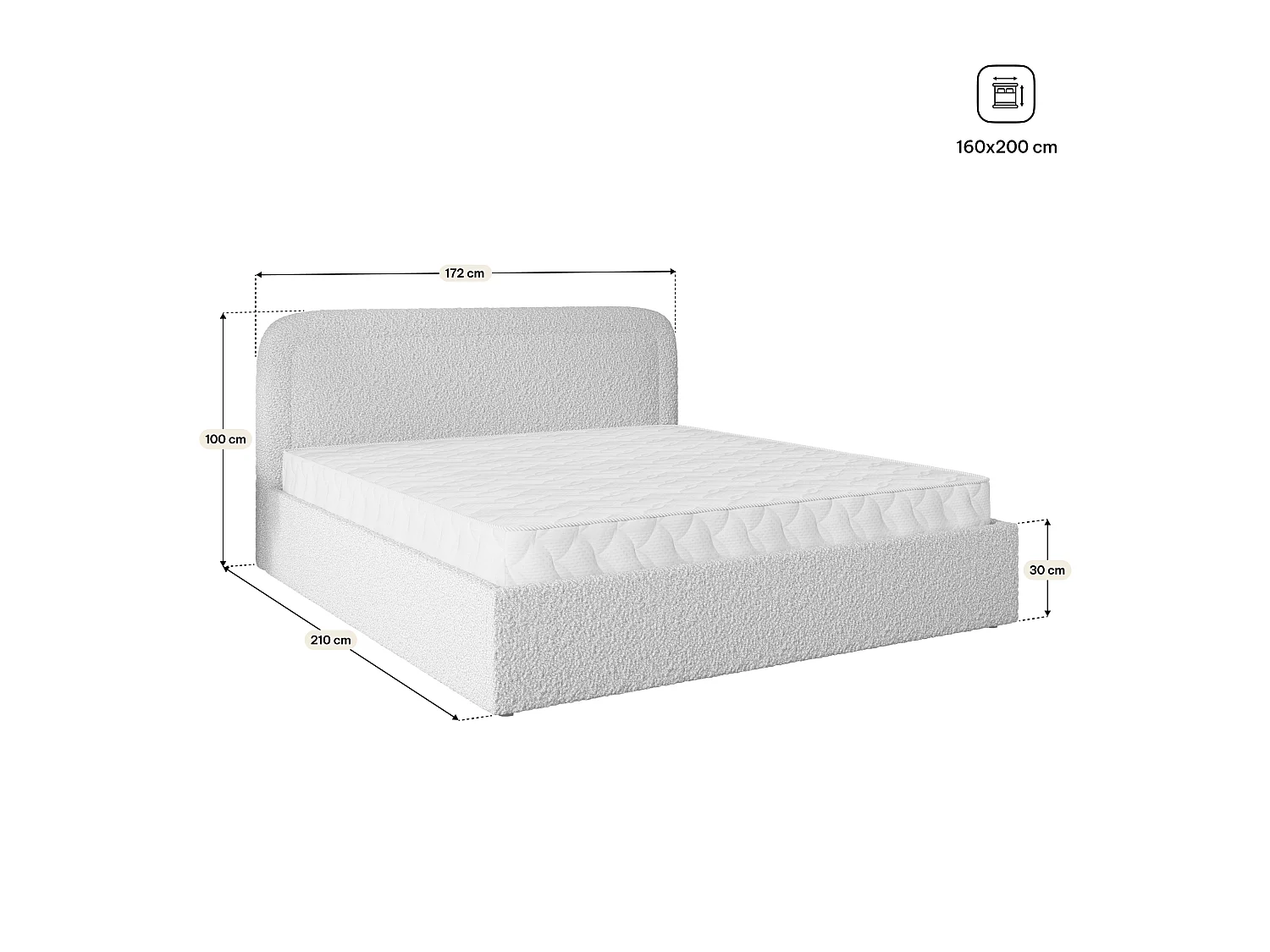 Gestoffeerd bed BENIRA 160x200 cm - Bouclé stof - Groen