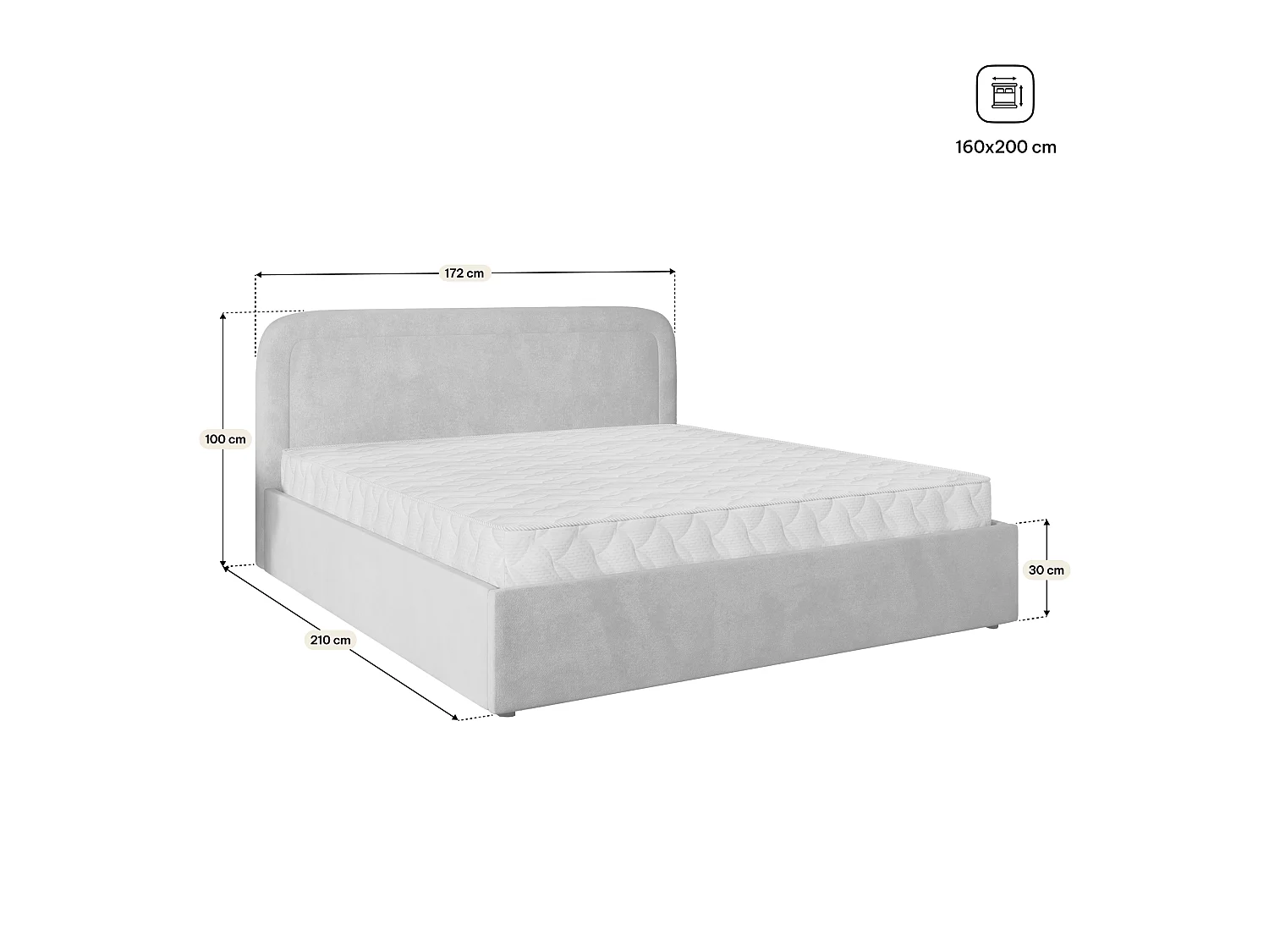 Gestoffeerd bed BENIRA 160x200 cm - Pluche stof - Flessengroen