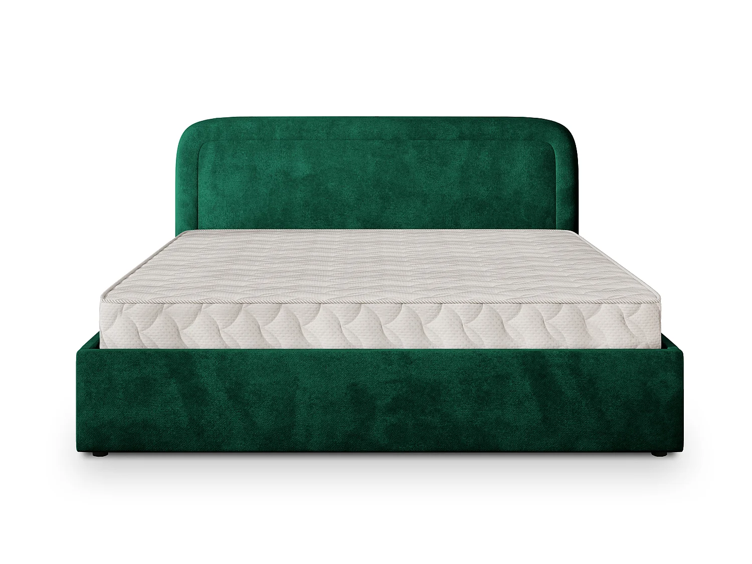 Gestoffeerd bed BENIRA 160x200 cm - Pluche stof - Flessengroen