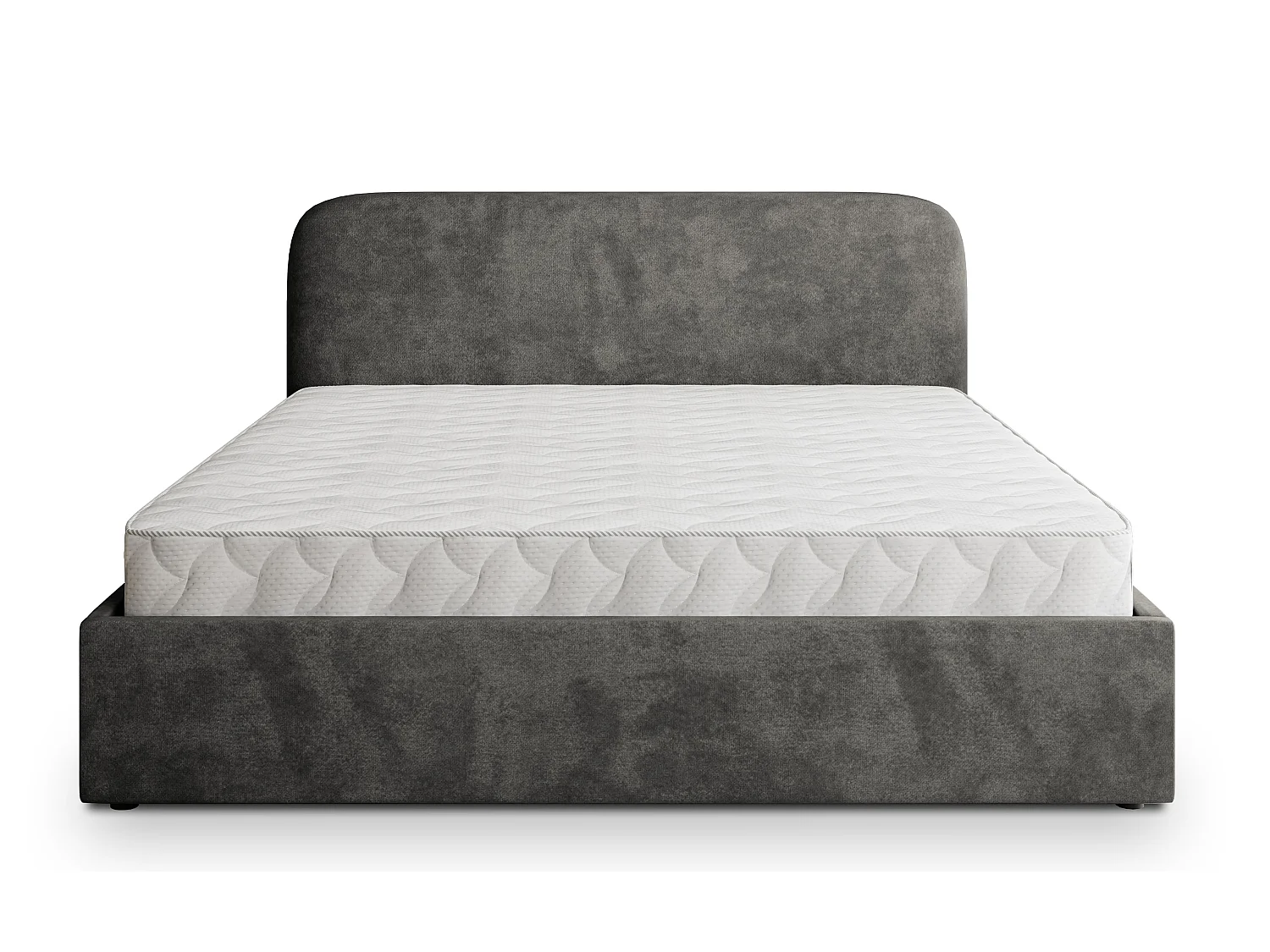 Gestoffeerd bed RENIVE 180x200 cm - Pluche stof - Grijs
