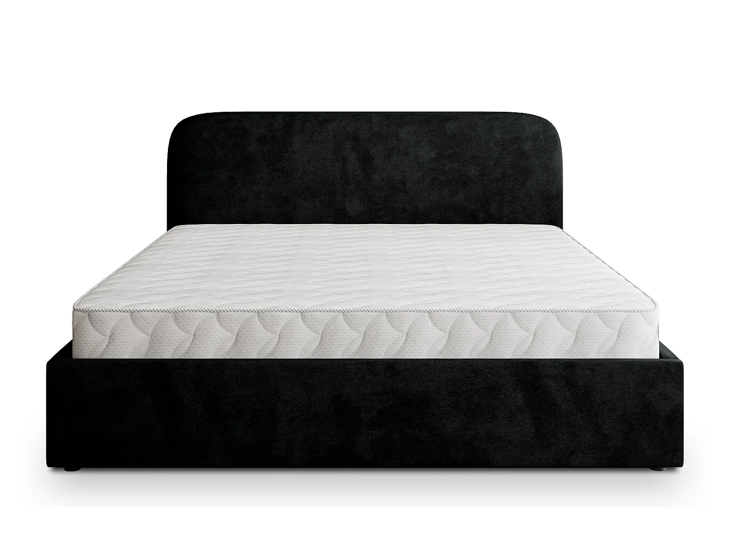 Gestoffeerd bed RENIVE 180x200 cm - Pluche stof - Zwart