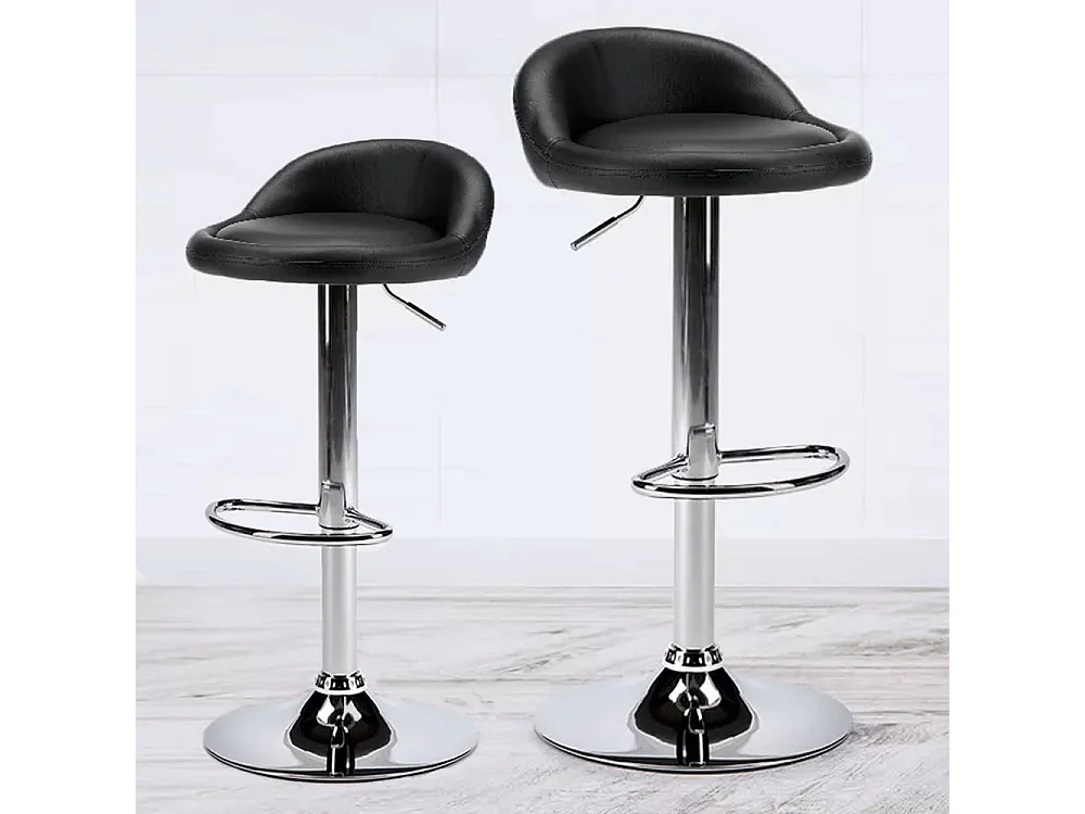 Set 2 Sgabelli Cucina Seduta Pelle Girevole Casa Bar Nero Modello Parigi