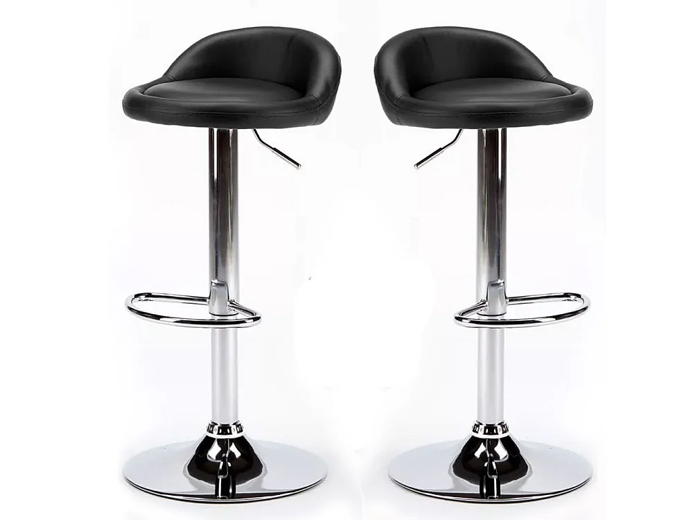 Set 2 Sgabelli Cucina Seduta Pelle Girevole Casa Bar Nero Modello Parigi