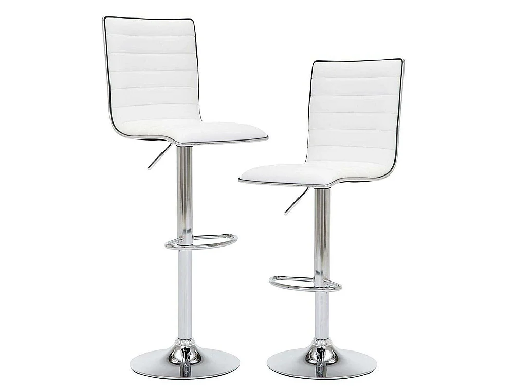 Set 2 Sgabelli Cucina Regolabile Seduta Pelle Sgabello Girevole Casa Bar Bianco
