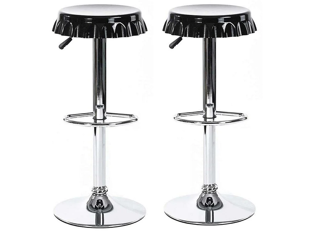 Set 2 Sgabelli Bar Cucina Seduta Forma Tappo di Bottiglia Sgabello Girevole Nero