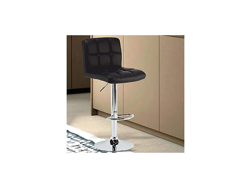 Set 2 Sgabelli da Bar Cucina Seduta Schienale in Ecopelle Nero con Poggiapiedi