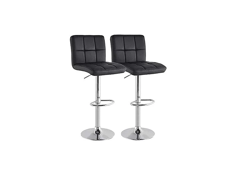 Set 2 Sgabelli da Bar Cucina Seduta Schienale in Ecopelle Nero con Poggiapiedi