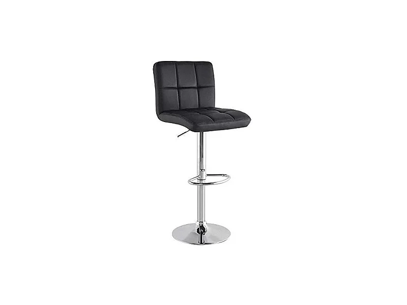 Set 2 Sgabelli da Bar Cucina Seduta Schienale in Ecopelle Nero con Poggiapiedi