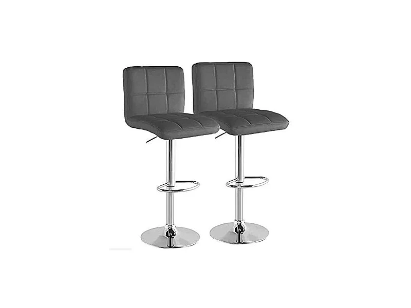 Set 2 Sgabelli Cucina Seduta Pelle Imbottita Sgabello Girevole Casa Bar Grigio