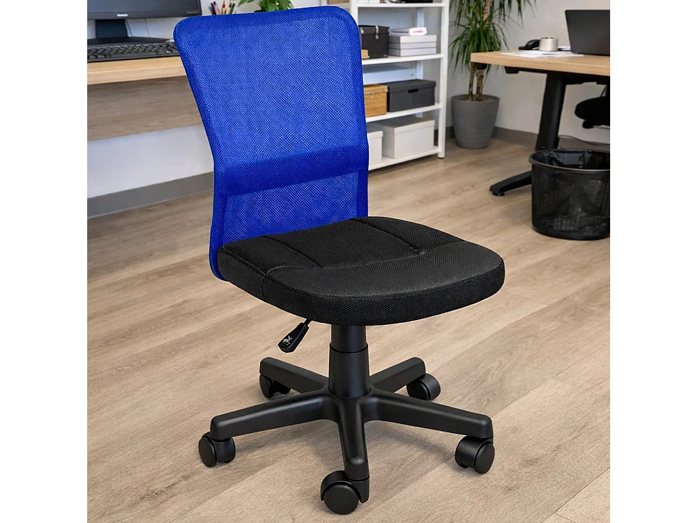 Sedia Scrivania Ufficio Cameretta Girevole Tessuto Rete Altezza Regolabile Blu