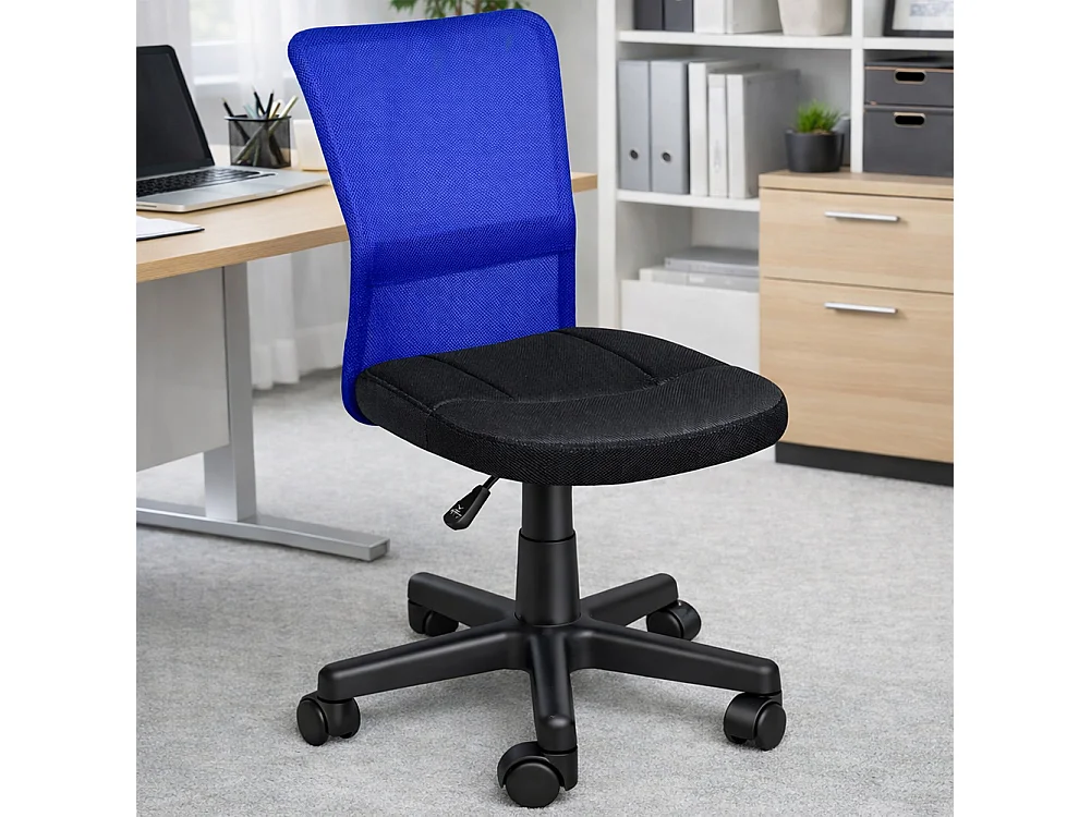 Sedia Scrivania Ufficio Cameretta Girevole Tessuto Rete Altezza Regolabile Blu