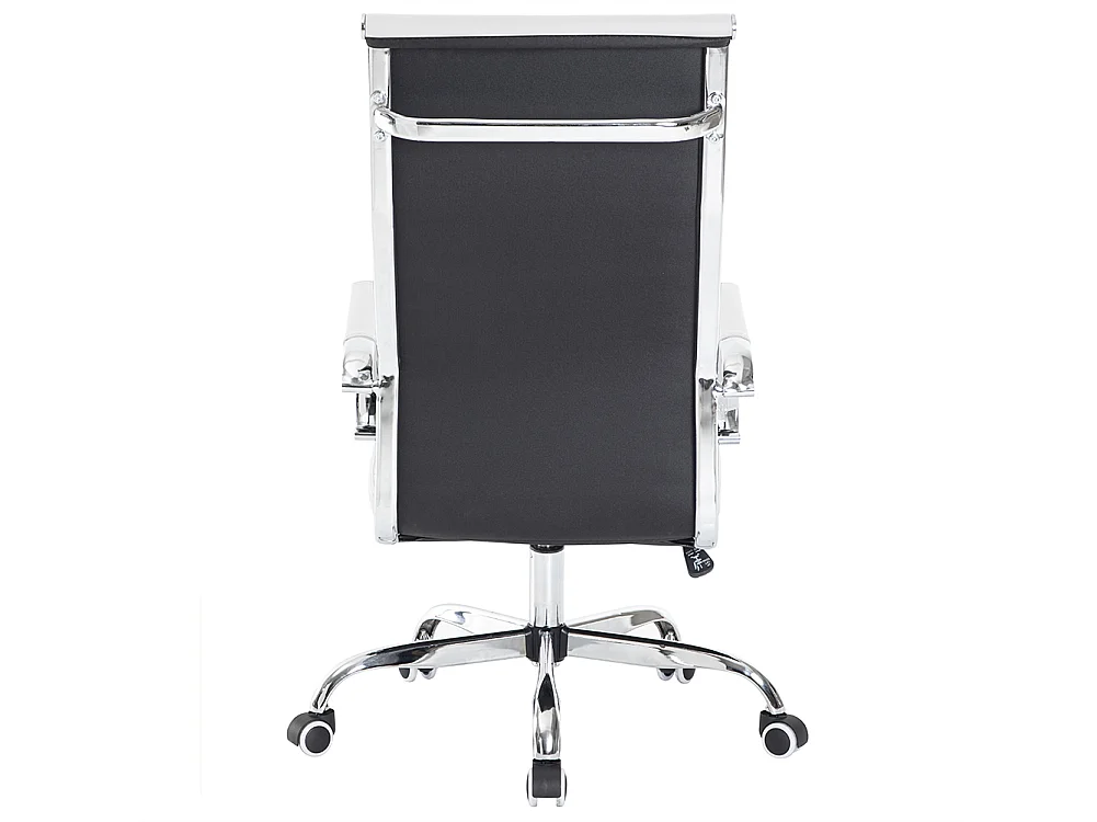 Sedia da Ufficio in Simil Pelle Bianco Poltrona Scrivania Girevole Base Cromata