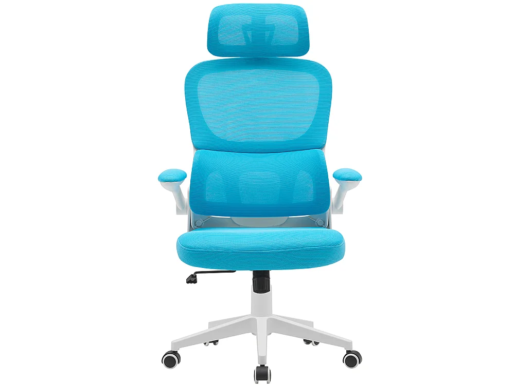 Sedia Ufficio in Tessuto Antisudore Azzurro Bianco Poltrona Scrivania Girevole