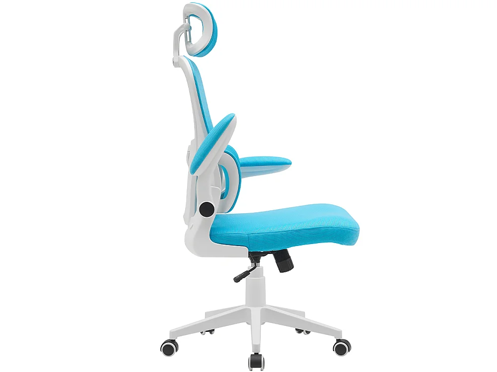 Sedia Ufficio in Tessuto Antisudore Azzurro Bianco Poltrona Scrivania Girevole