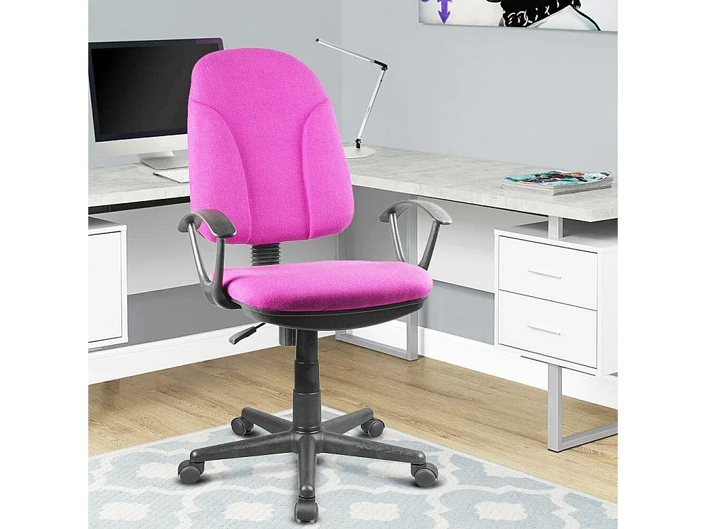Sedia Scrivania con Ruote Girevole Poltrona Ufficio Tessuto Traspirante Rosa