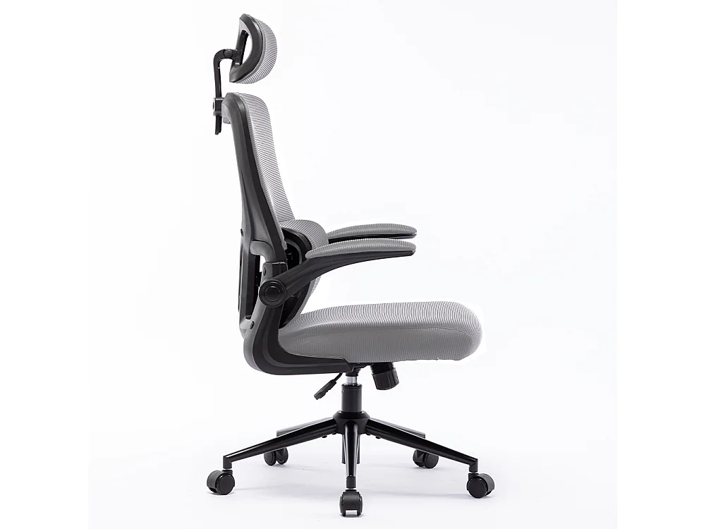 Sedia da Ufficio Ergonomica Grigio Rete Traspirante Supporto Lombare Poggiatesta