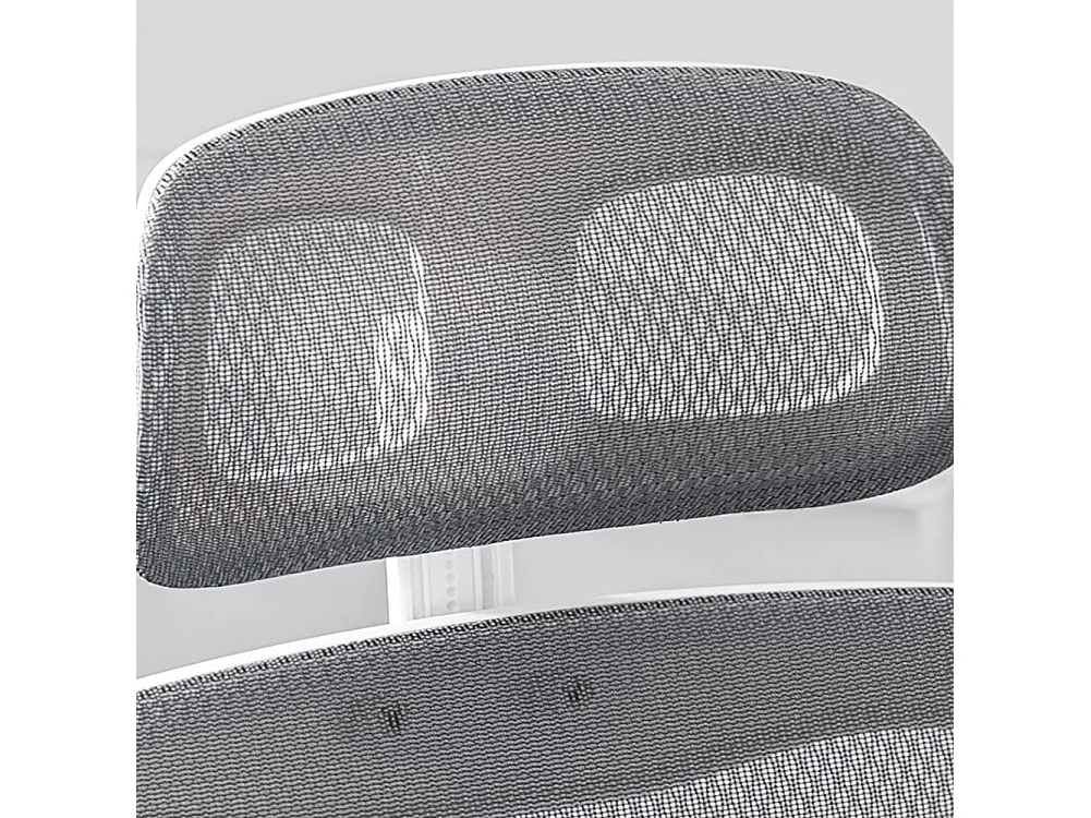Sedia da Ufficio Ergonomica Grigio Rete Traspirante Supporto Lombare Poggiatesta