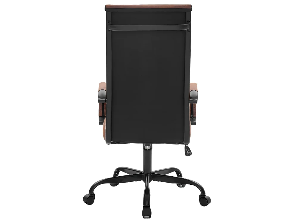 Sedia da Ufficio in Simil Pelle Industrial Poltrona Scrivania Girevole Base Nera